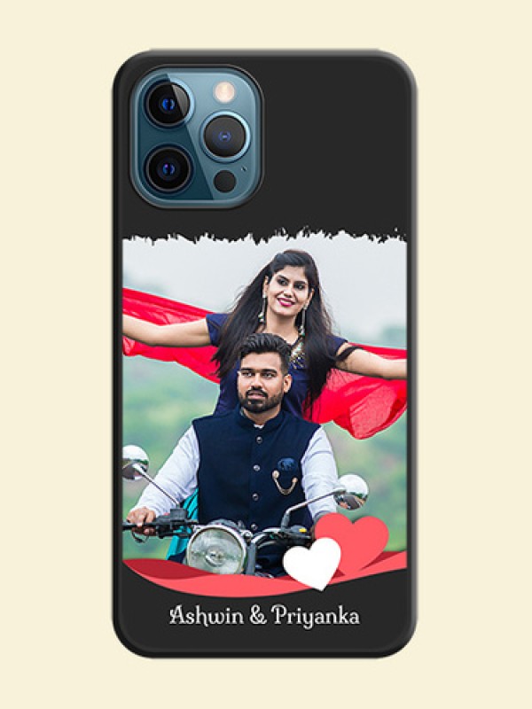 Pin Color Love Shaped Ribbon Design with Text on Space Black Custom Soft Matte Phone Back Cover - iPhone 12 Pro