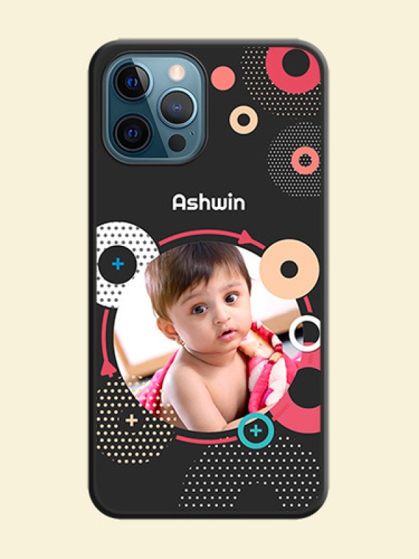 Multicoloured Round Image on Personalised Space Black Soft Matte Cases - iPhone 12 Pro