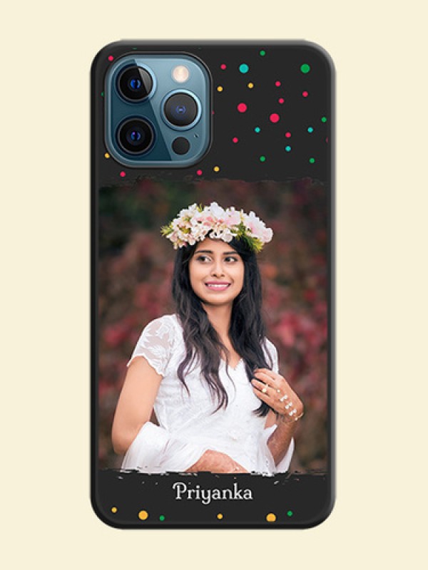Multicolor Dotted Pattern with Text on Space Black Custom Soft Matte Phone Back Cover - iPhone 12 Pro