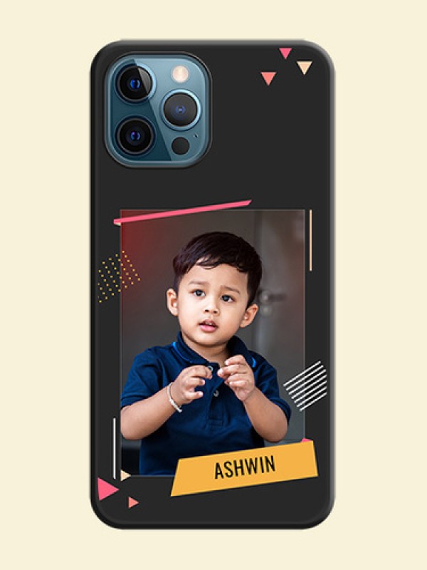 Photo Frame with Triangle Small Dots on Photo on Space Black Soft Matte Back Cover - iPhone 12 Pro