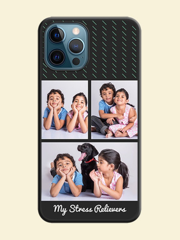 Cross Dotted Pattern with 2 Image Holder  on Personalised Space Black Soft Matte Cases - iPhone 12 Pro