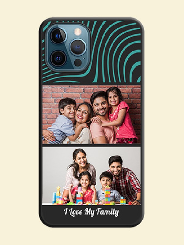 Wave Pattern with 2 Image Holder on Space Black Personalized Soft Matte Phone Covers - iPhone 12 Pro