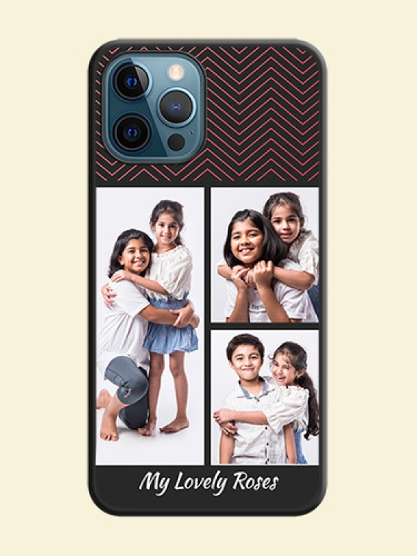 Wave Pattern with 3 Image Holder on Space Black Custom Soft Matte Back Cover - iPhone 12 Pro
