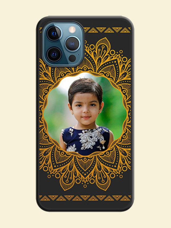 Round Image with Floral Design on Photo on Space Black Soft Matte Mobile Cover - iPhone 12 Pro