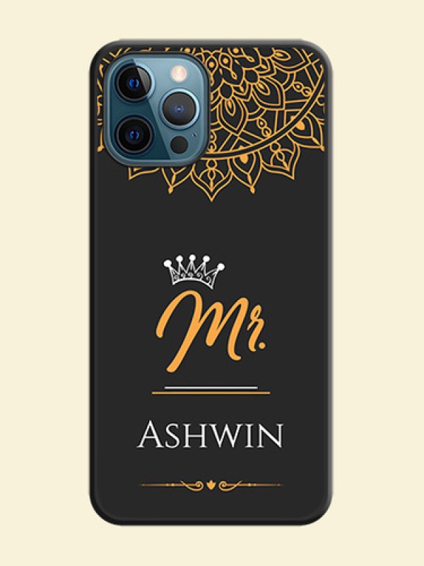 Mr Name with Floral Design  on Personalised Space Black Soft Matte Cases - iPhone 12 Pro