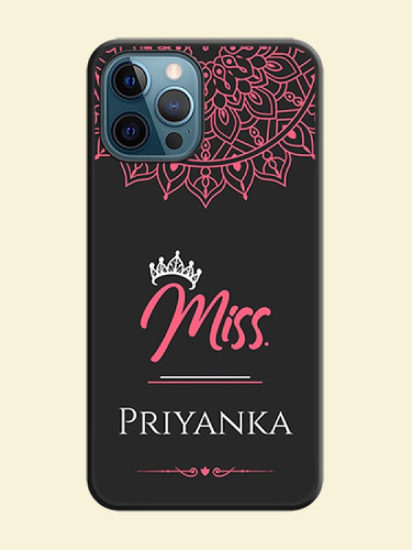 Mrs Name with Floral Design on Space Black Personalized Soft Matte Phone Covers - iPhone 12 Pro