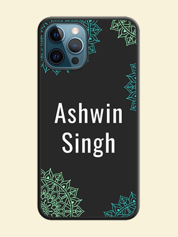 Your Name with Floral Design on Space Black Custom Soft Matte Back Cover - iPhone 12 Pro
