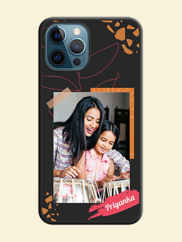Orange Photo Frame on Space Black Custom Soft Matte Phone Back Cover - iPhone 12 Pro