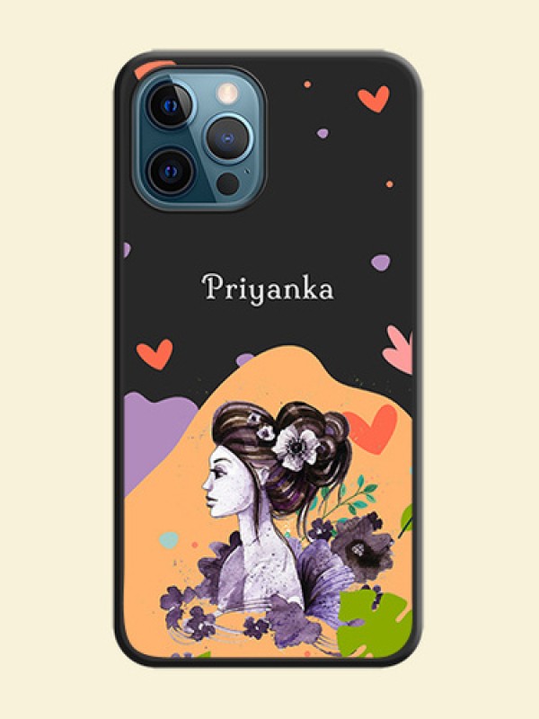 Namecase For Her With Fancy Lady Image On Space Black Personalized Soft Matte Phone Covers -Apple Iphone 12 Pro