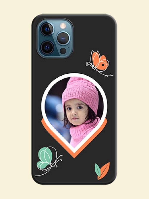 Upload Pic With Simple Butterly Design On Space Black Personalized Soft Matte Phone Covers -Apple Iphone 12 Pro