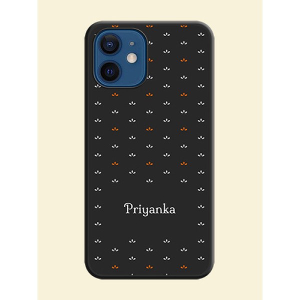 Simple Pattern With Custom Text On Space Black Personalized Soft Matte Phone Covers -Apple Iphone 12 Simple Pattern With Custom Text On Space Black Personalized Soft Matte Phone Covers -Apple Iphone 12
