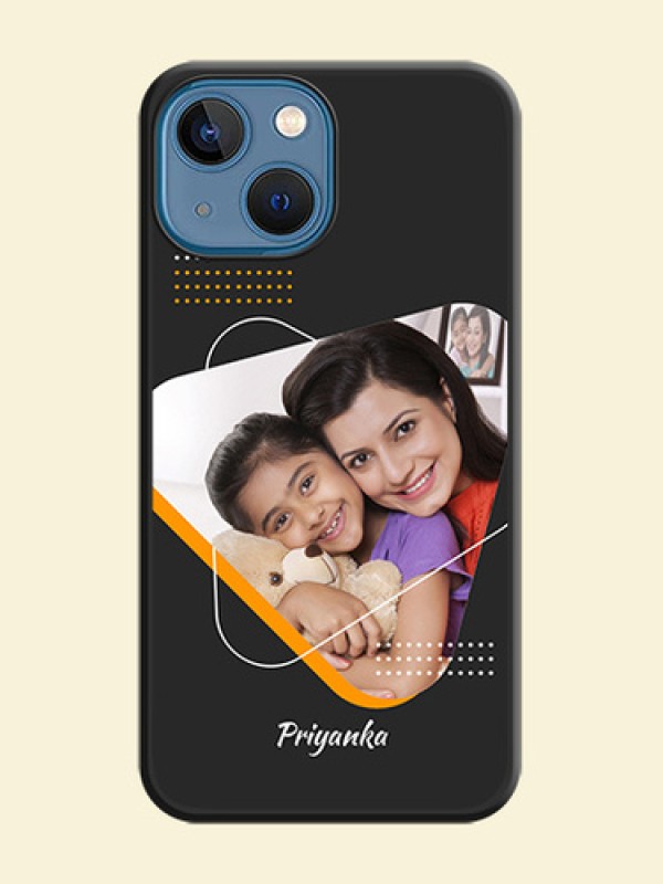 Yellow Triangle on Photo on Space Black Soft Matte Phone Cover - iPhone 13 Mini
