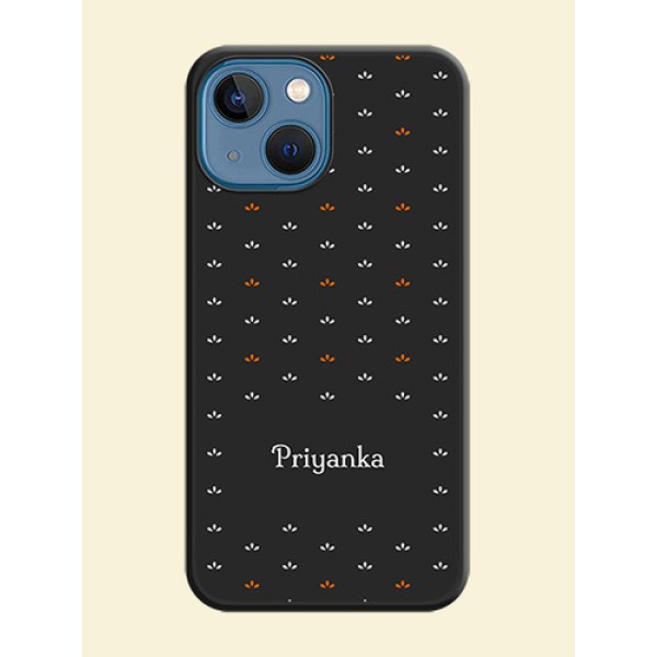 Simple Pattern With Custom Text On Space Black Personalized Soft Matte Phone Covers -Apple Iphone 13 Mini Simple Pattern With Custom Text On Space Black Personalized Soft Matte Phone Covers -Apple Iphone 13 Mini