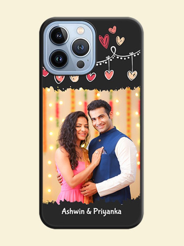 Pink Love Hangings with Name on Space Black Custom Soft Matte Phone Cases - iPhone 13 Pro Max