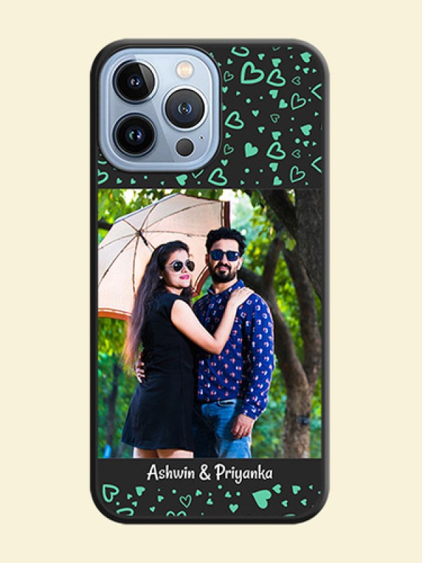 Sea Green Indefinite Love Pattern on Photo on Space Black Soft Matte Mobile Cover - iPhone 13 Pro Max