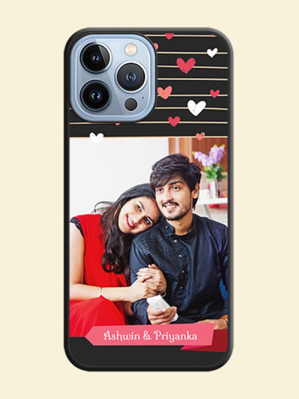 Love Pattern with Name on Pink Ribbon on Photo on Space Black Soft Matte Back Cover - iPhone 13 Pro Max