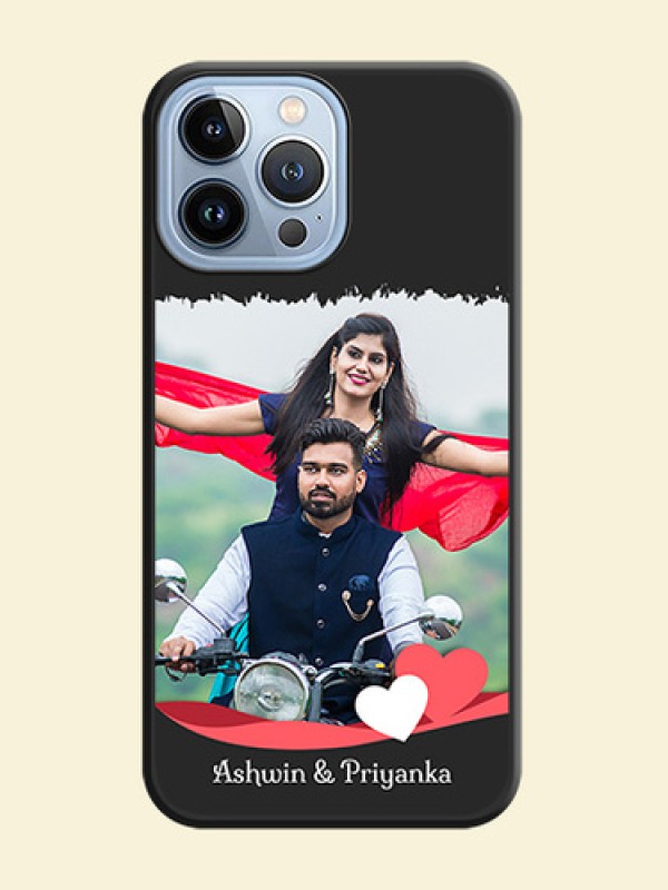 Pin Color Love Shaped Ribbon Design with Text on Space Black Custom Soft Matte Phone Back Cover - iPhone 13 Pro Max