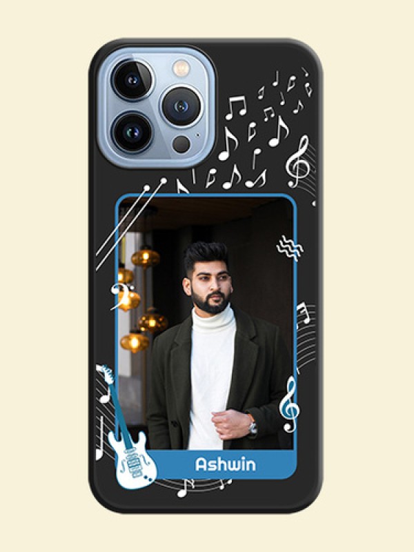 Musical Theme Design with Text on Photo on Space Black Soft Matte Mobile Case - iPhone 13 Pro Max