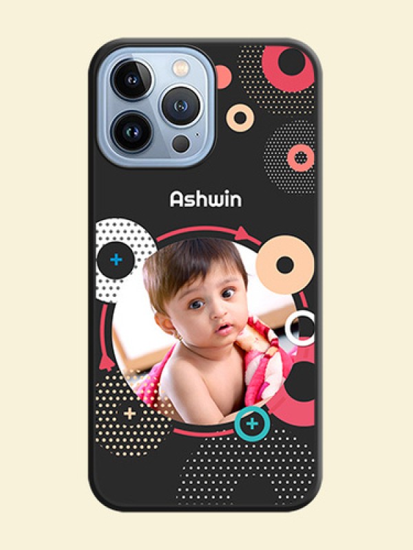 Multicoloured Round Image on Personalised Space Black Soft Matte Cases - iPhone 13 Pro Max