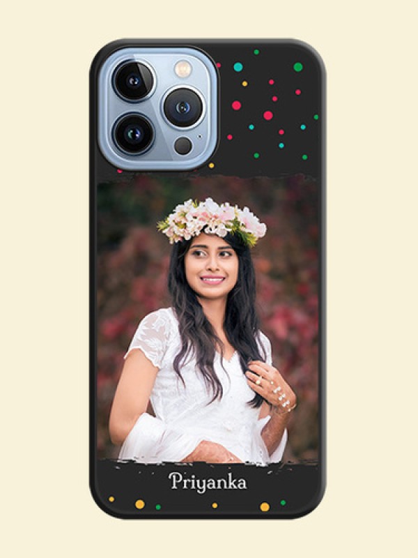 Multicolor Dotted Pattern with Text on Space Black Custom Soft Matte Phone Back Cover - iPhone 13 Pro Max