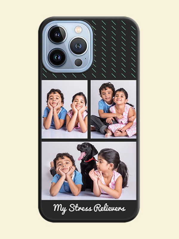 Cross Dotted Pattern with 2 Image Holder on Personalised Space Black Soft Matte Cases - iPhone 13 Pro Max