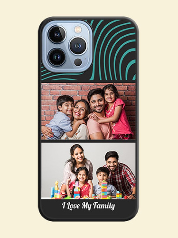 Wave Pattern with 2 Image Holder on Space Black Personalized Soft Matte Phone Covers - iPhone 13 Pro Max