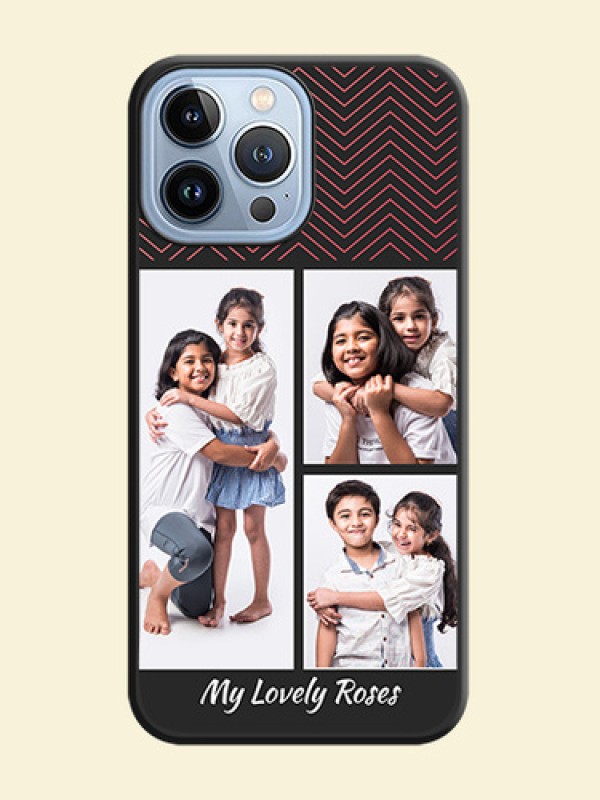 Wave Pattern with 3 Image Holder on Space Black Custom Soft Matte Back Cover - iPhone 13 Pro Max