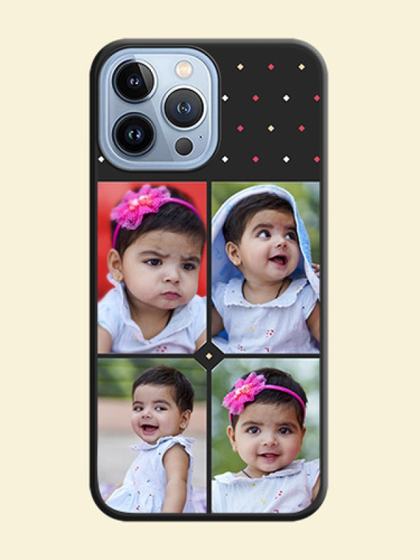 Multicolor Dotted Pattern with 4 Image Holder on Space Black Custom Soft Matte Phone Cases - iPhone 13 Pro Max