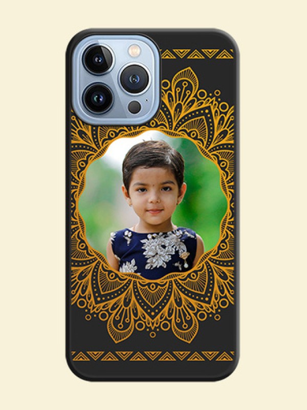 Round Image with Floral Design on Photo on Space Black Soft Matte Mobile Cover - iPhone 13 Pro Max