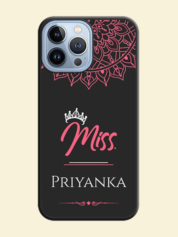 Mrs Name with Floral Design on Space Black Personalized Soft Matte Phone Covers - iPhone 13 Pro Max