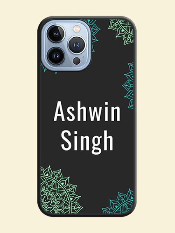 Your Name with Floral Design on Space Black Custom Soft Matte Back Cover - iPhone 13 Pro Max