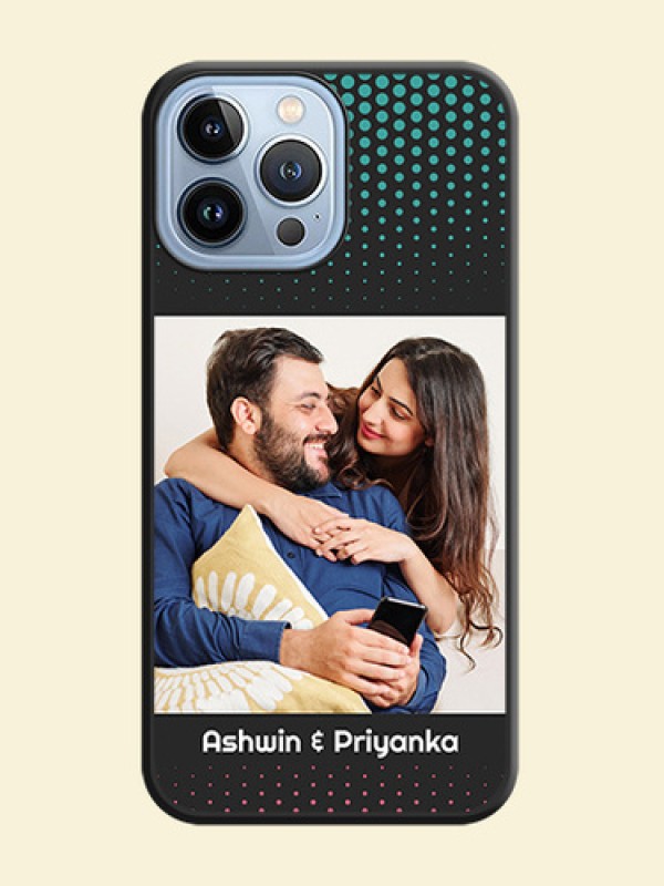 Faded Dots with Grunge Photo Frame and Text on Space Black Custom Soft Matte Phone Cases - iPhone 13 Pro Max
