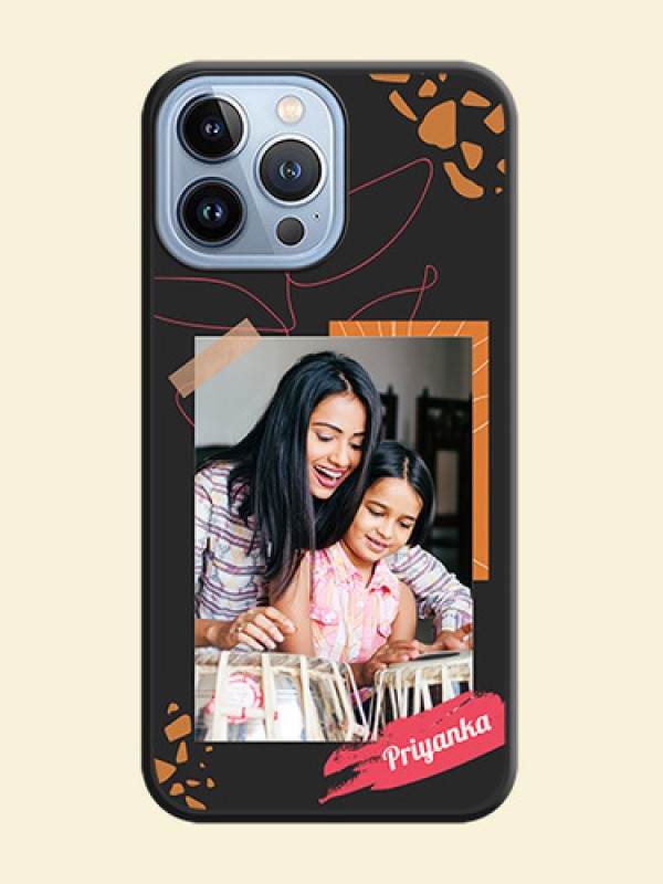 Orange Photo Frame on Space Black Custom Soft Matte Phone Back Cover - iPhone 13 Pro Max