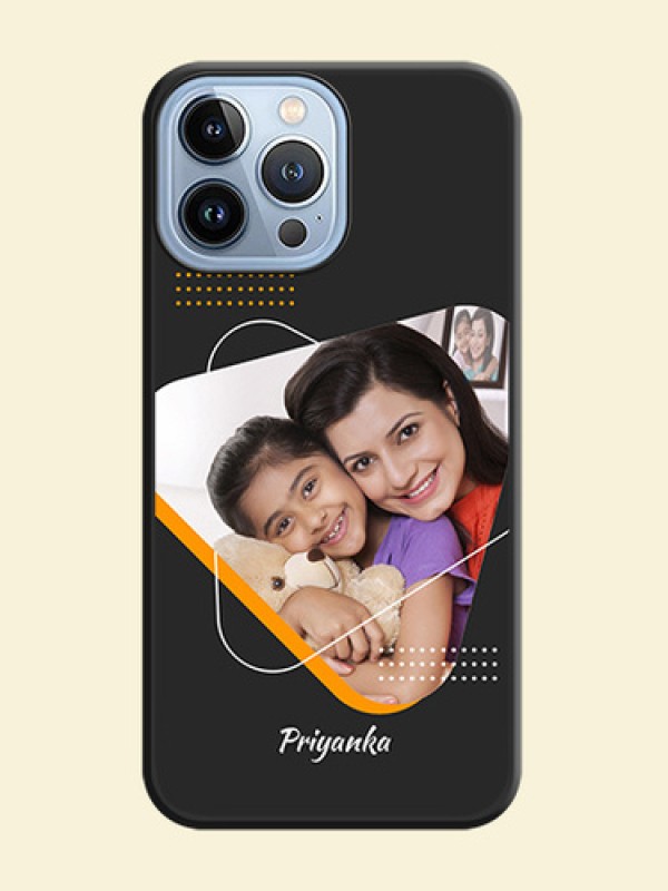 Yellow Triangle on Photo on Space Black Soft Matte Phone Cover - iPhone 13 Pro Max