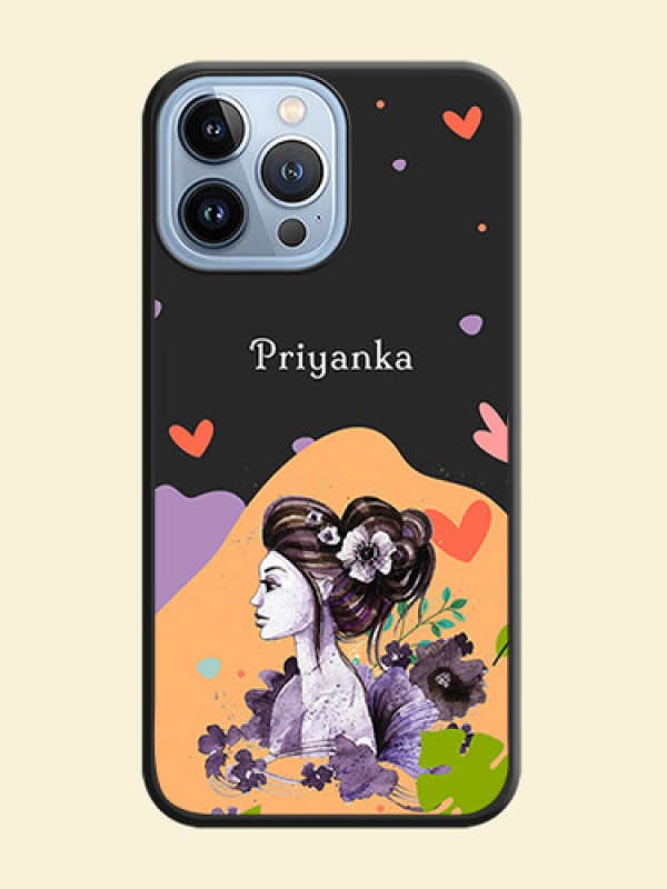 Namecase For Her With Fancy Lady Image On Space Black Personalized Soft Matte Phone Covers -Apple Iphone 13 Pro Max