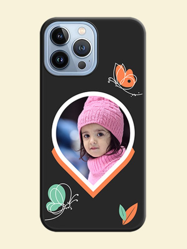 Upload Pic With Simple Butterly Design On Space Black Personalized Soft Matte Phone Covers -Apple Iphone 13 Pro Max