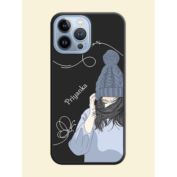 Girl With Blue Winter Outfiit Custom Text Design On Space Black Personalized Soft Matte Phone Covers -Apple Iphone 13 Pro Max Girl With Blue Winter Outfiit Custom Text Design On Space Black Personalized Soft Matte Phone Covers -Apple Iphone 13 Pro Max