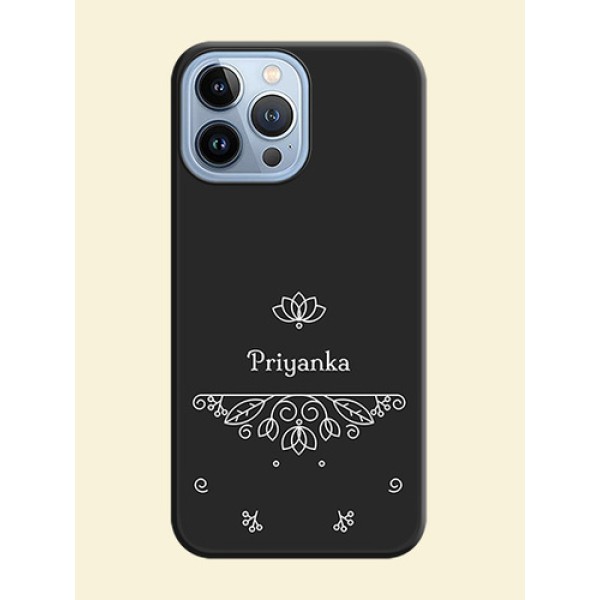 Lotus Garden Custom Text On Space Black Personalized Soft Matte Phone Covers -Apple Iphone 13 Pro Max