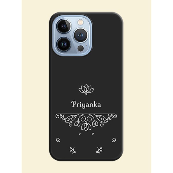 Lotus Garden Custom Text On Space Black Personalized Soft Matte Phone Covers -Apple Iphone 13 Pro