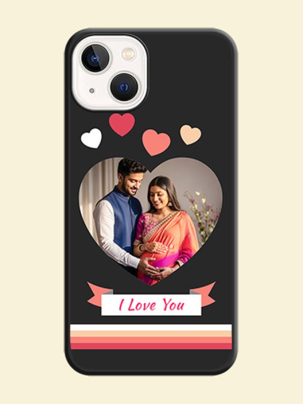 Love Shaped Photo with Colorful Stripes on Personalised Space Black Soft Matte Cases - iPhone 13