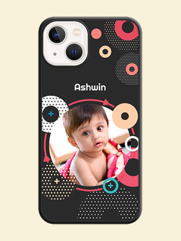 Multicoloured Round Image on Personalised Space Black Soft Matte Cases - iPhone 13