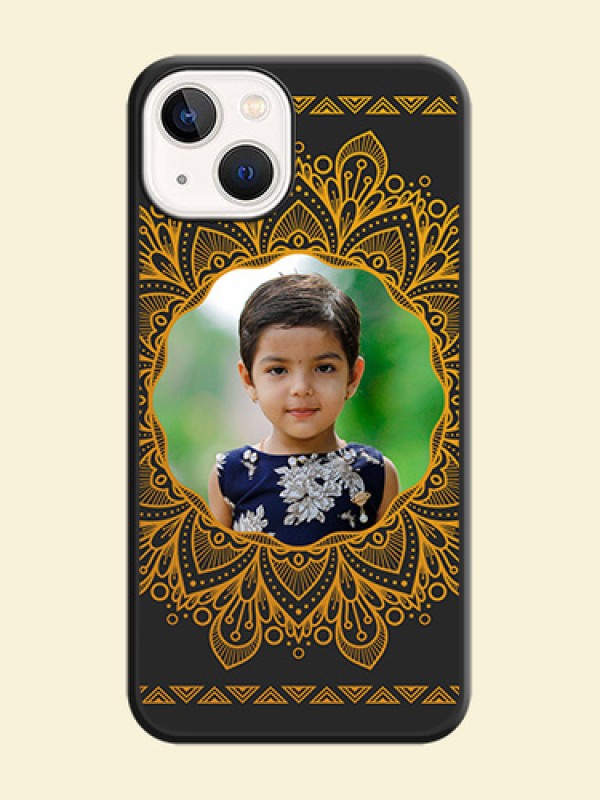 Round Image with Floral Design on Photo on Space Black Soft Matte Mobile Cover - iPhone 13