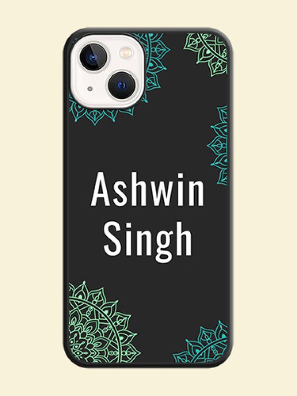 Your Name with Floral Design on Space Black Custom Soft Matte Back Cover - iPhone 13