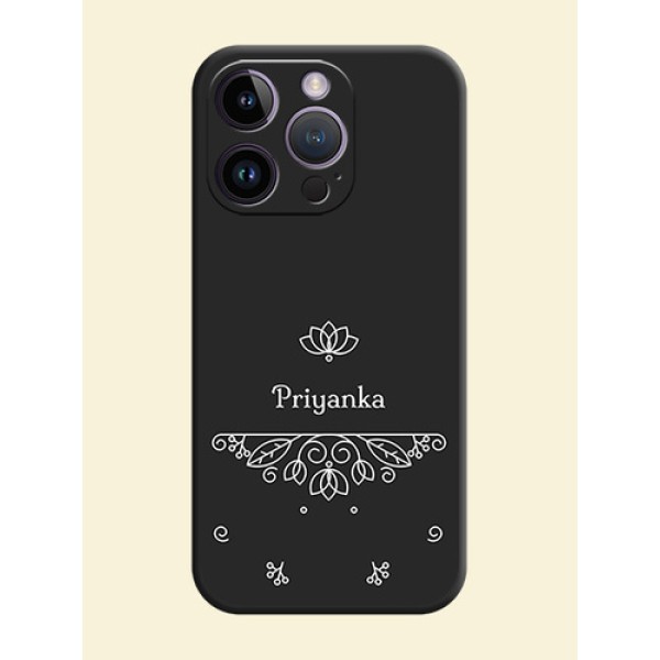 Lotus Garden Custom Text On Space Black Personalized Soft Matte Phone Covers -Apple Iphone 14 Pro