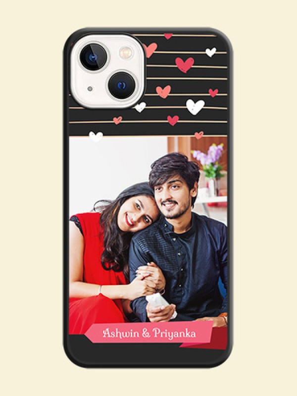 Love Pattern with Name on Pink Ribbon  on Photo on Space Black Soft Matte Back Cover - Apple iPhone 14