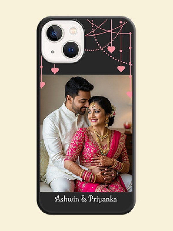Pink Love Hangings with Text on Space Black Custom Soft Matte Back Cover - Apple iPhone 14