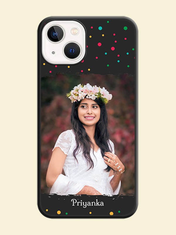 Multicolor Dotted Pattern with Text on Space Black Custom Soft Matte Phone Back Cover - Apple iPhone 14