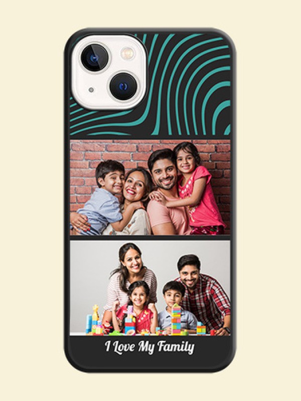 Wave Pattern with 2 Image Holder on Space Black Personalized Soft Matte Phone Covers - Apple iPhone 14
