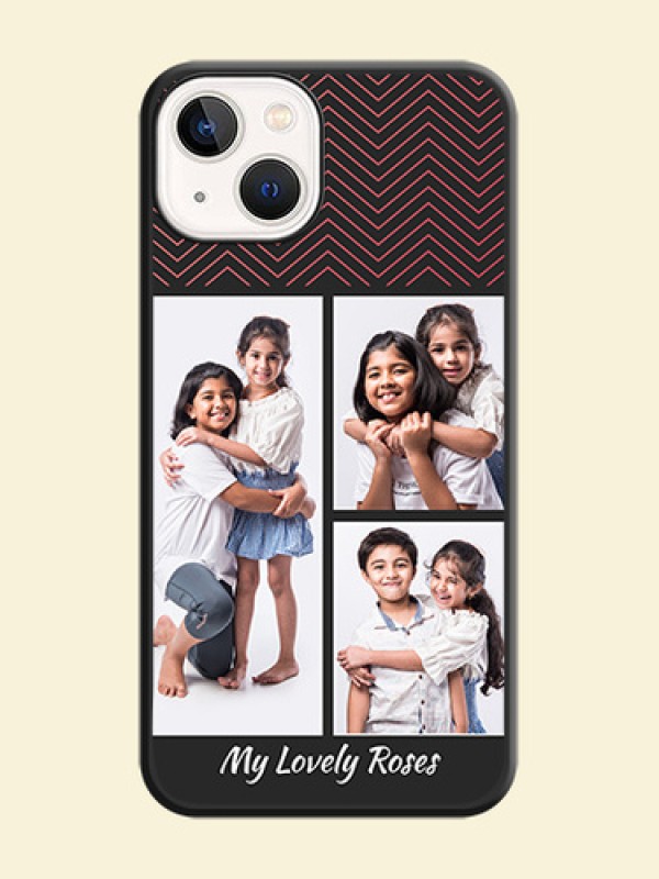 Wave Pattern with 3 Image Holder on Space Black Custom Soft Matte Back Cover - Apple iPhone 14