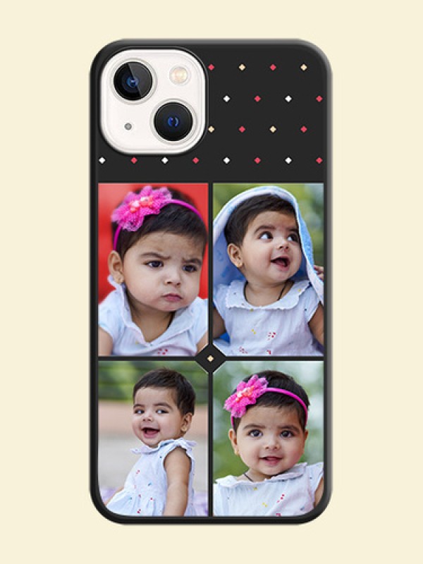 Multicolor Dotted Pattern with 4 Image Holder on Space Black Custom Soft Matte Phone Cases - Apple iPhone 14
